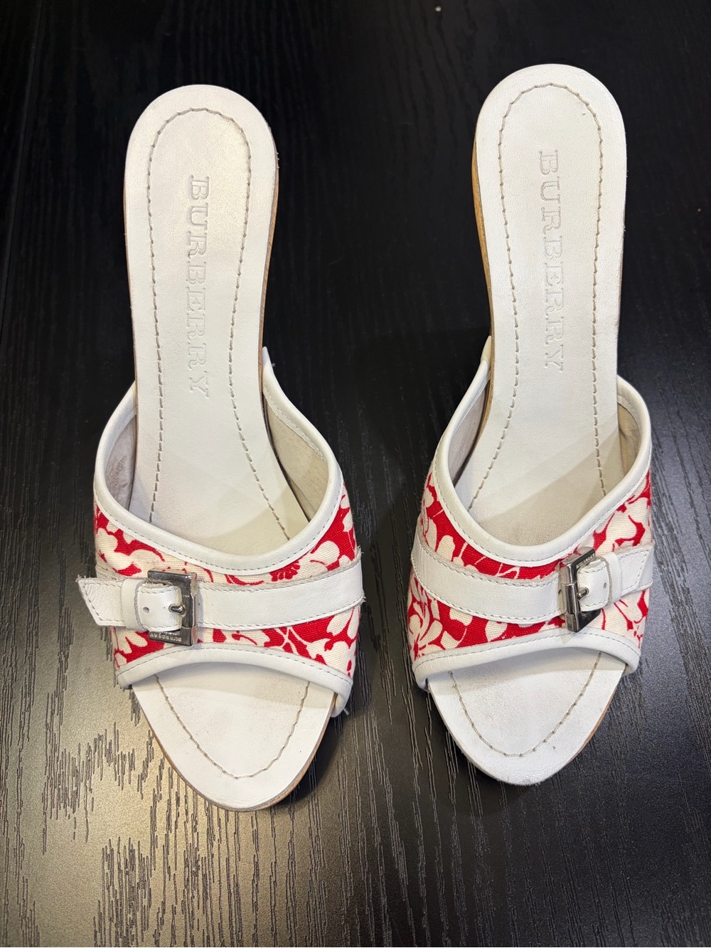 Burberry Y2K Floral Wooden Clog Mules – Size 39 | Authentic + COA